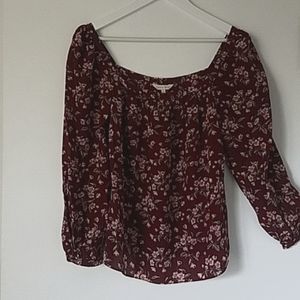 Rebecca Taylor floral maroon blouse
